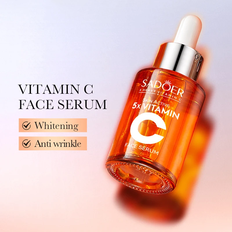 SADOER krim wajah Vitamin C, set perawatan kulit pelembab wajah pembersih Serum Toner krim mata perawatan wajah kecantikan 6 buah/lot