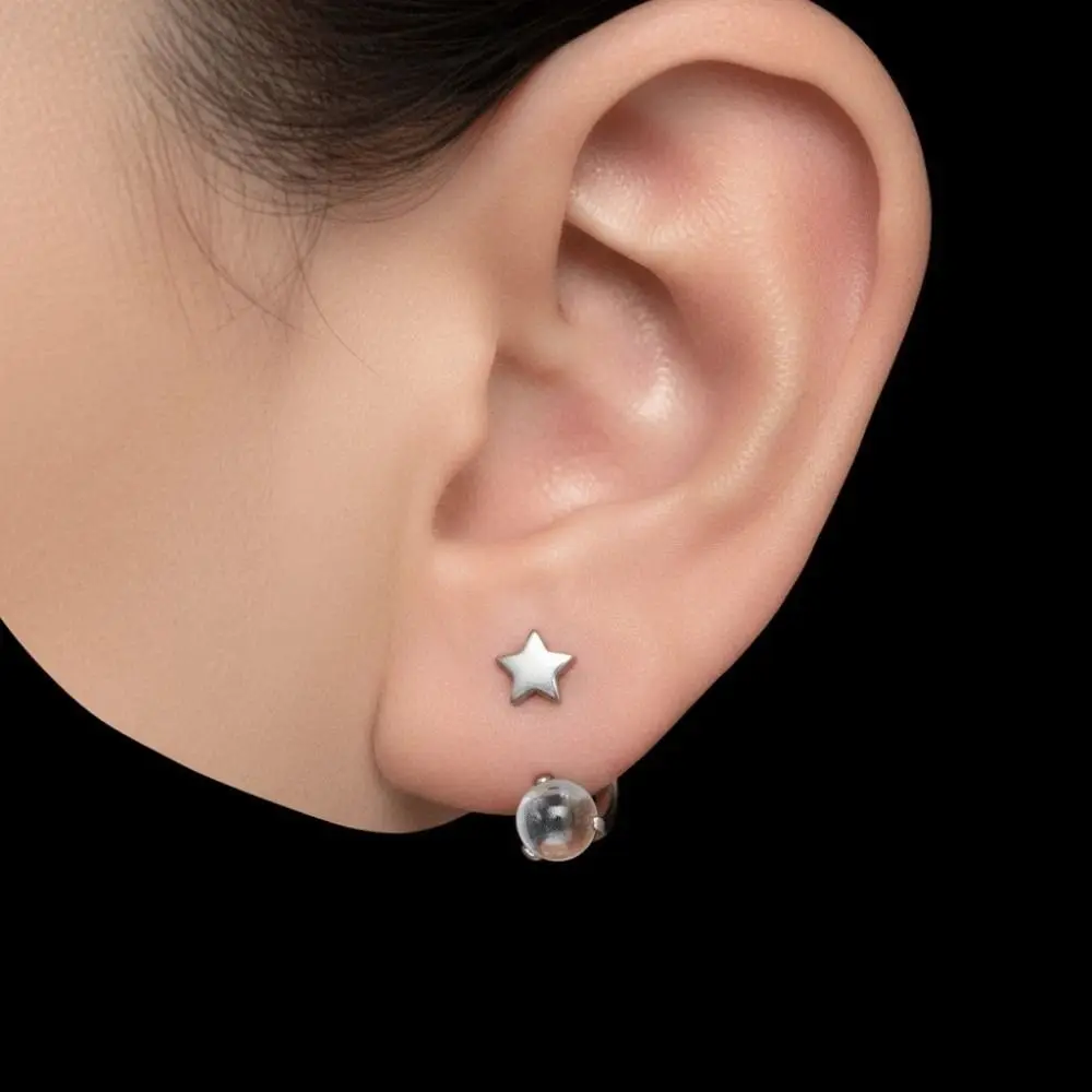 Anodized U-shaped Septum Nose Ring ASTM F136 Titanium Internally Threaded Star Cartilage Earring Colorfast Hypoallergenic