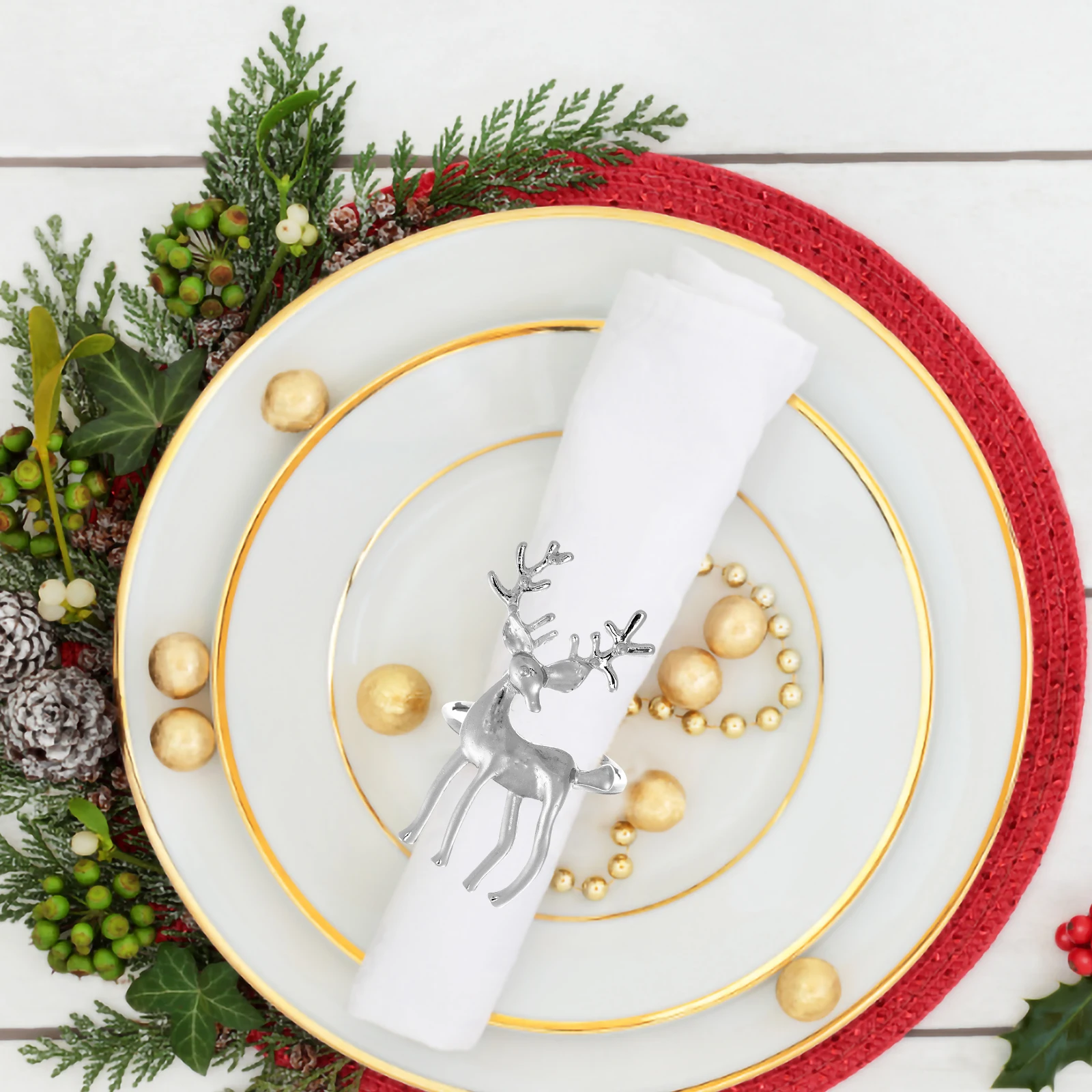 

6 Pcs Antler Metal Dining Decors Napkin Rings Elegant Metal Buckles Xmas Table Decorations Gifts for Party Dining