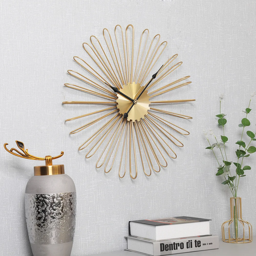 Creative Flower Decoration，Iron Wire Gear Wall Clock