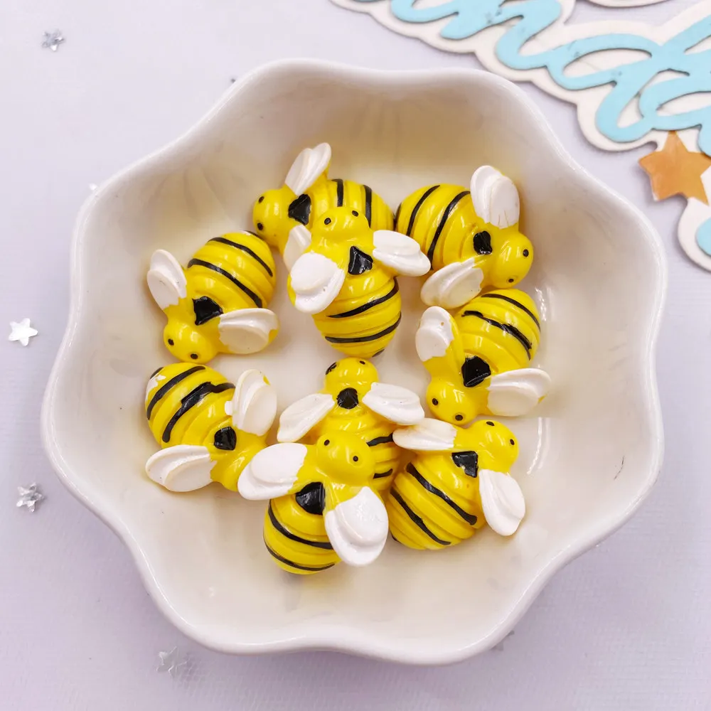 10 STKS Hars Leuke Kleurrijke 3D Cartoon Bee Bloem Beeldjes Plat Strass Tuin Plakboek DIY Boog Decor Ambachten Accessoires