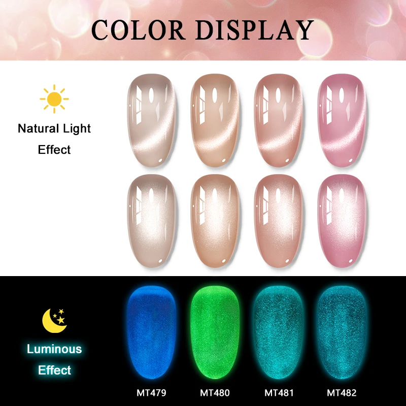 7ml Luminous Magnetic Cat Eye Gel Nail Polish Glow In Dark Nude Glass Bead Effect Soak Off UV LED Nail Varnish For DIY Manicure