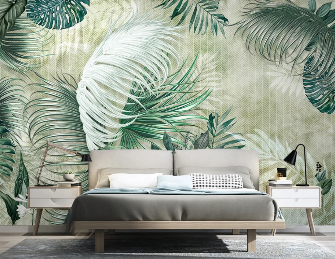 Custom wallpaper of any size Nordic abstract vintage plant Banana leaf mural interior background wall decoration wallpaper