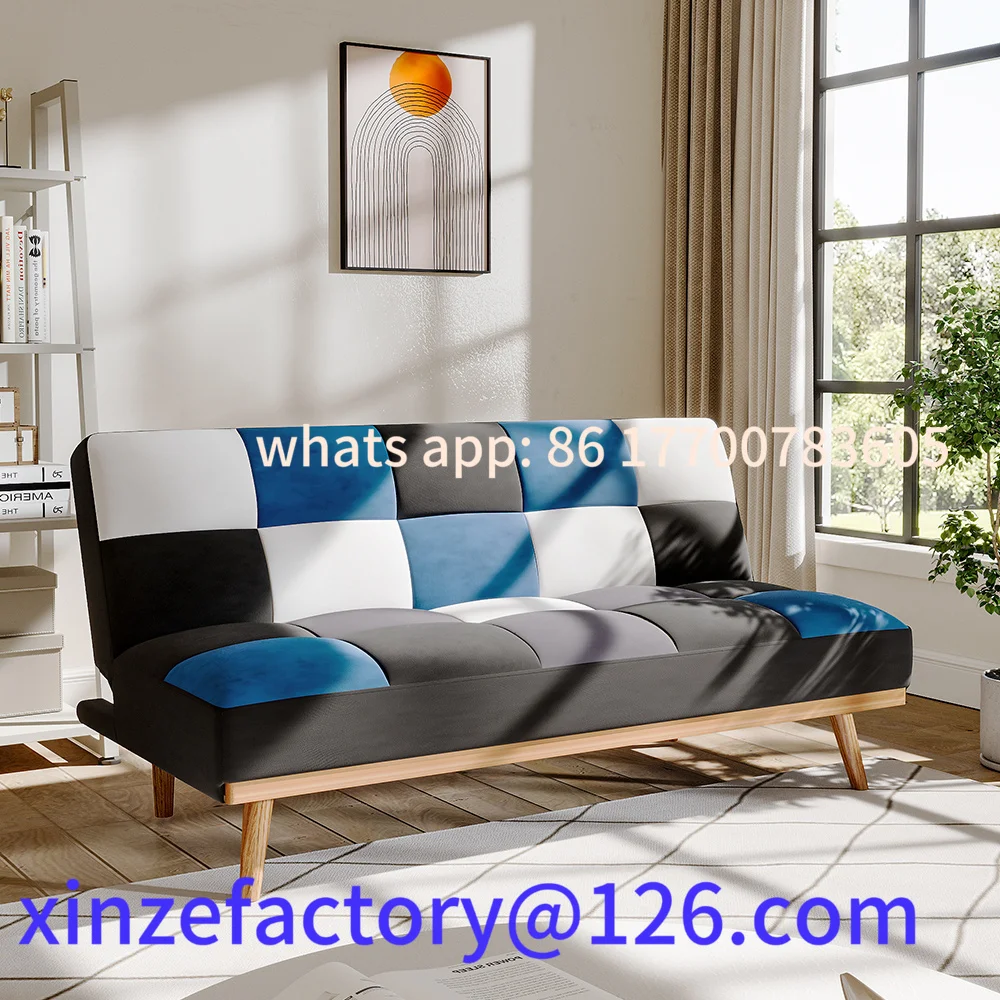 

Customizable 3 Seater Multicolour Checkered Sofa Bed