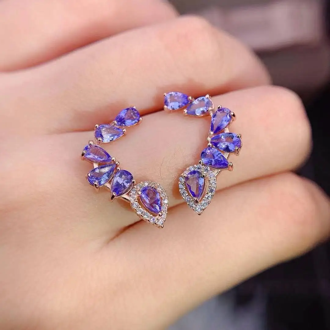 

Party Top Sale Best Elegant Gift 100% Natural Tanzanite Earring 925 Sterling Silver Women Real Tanzanite earrings