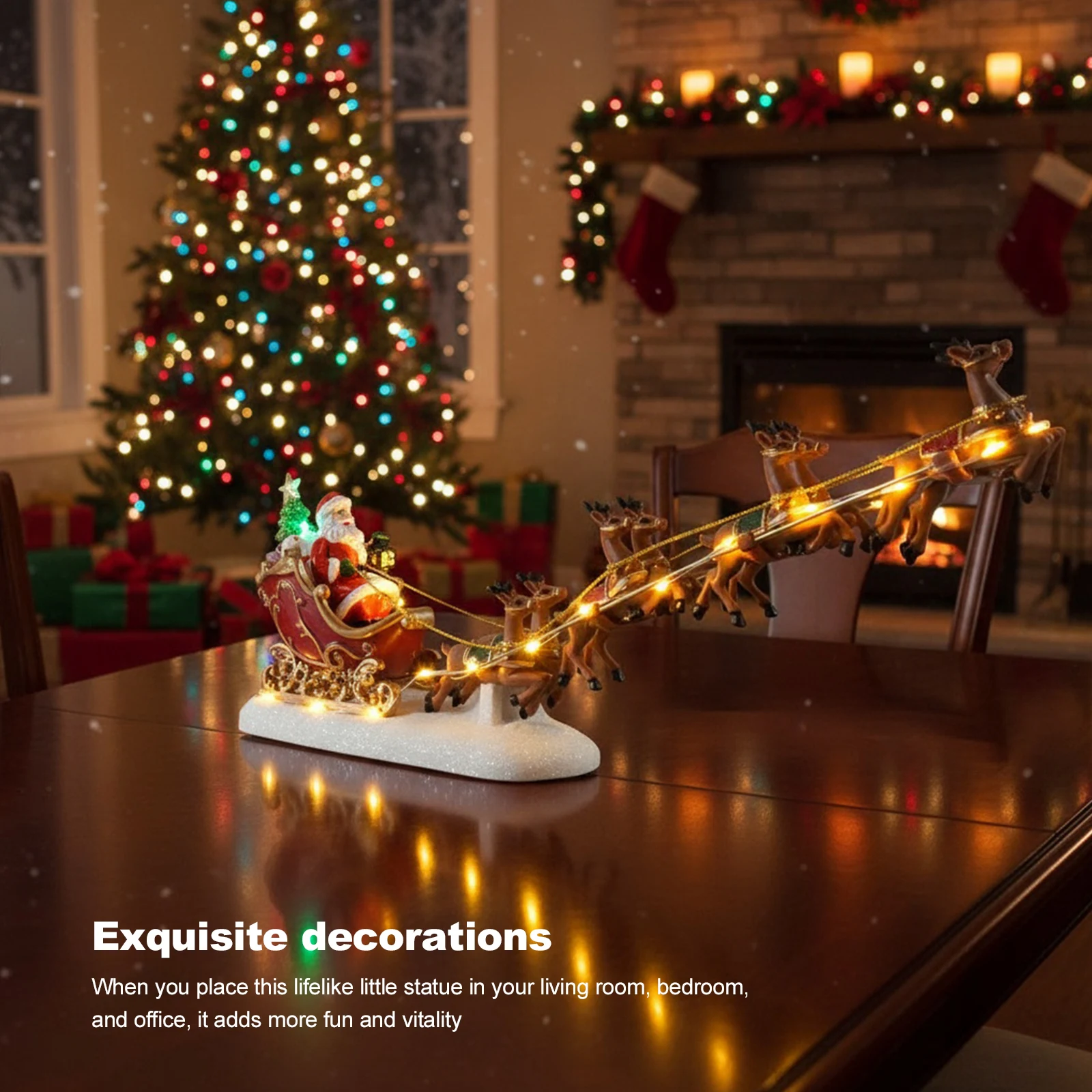 عيد الميلاد سانتا كلوز مزلقة وتمثال الرنة مع أضواء LED سانتا مزلقة وسيارة الرنة عيد الميلاد الرنة