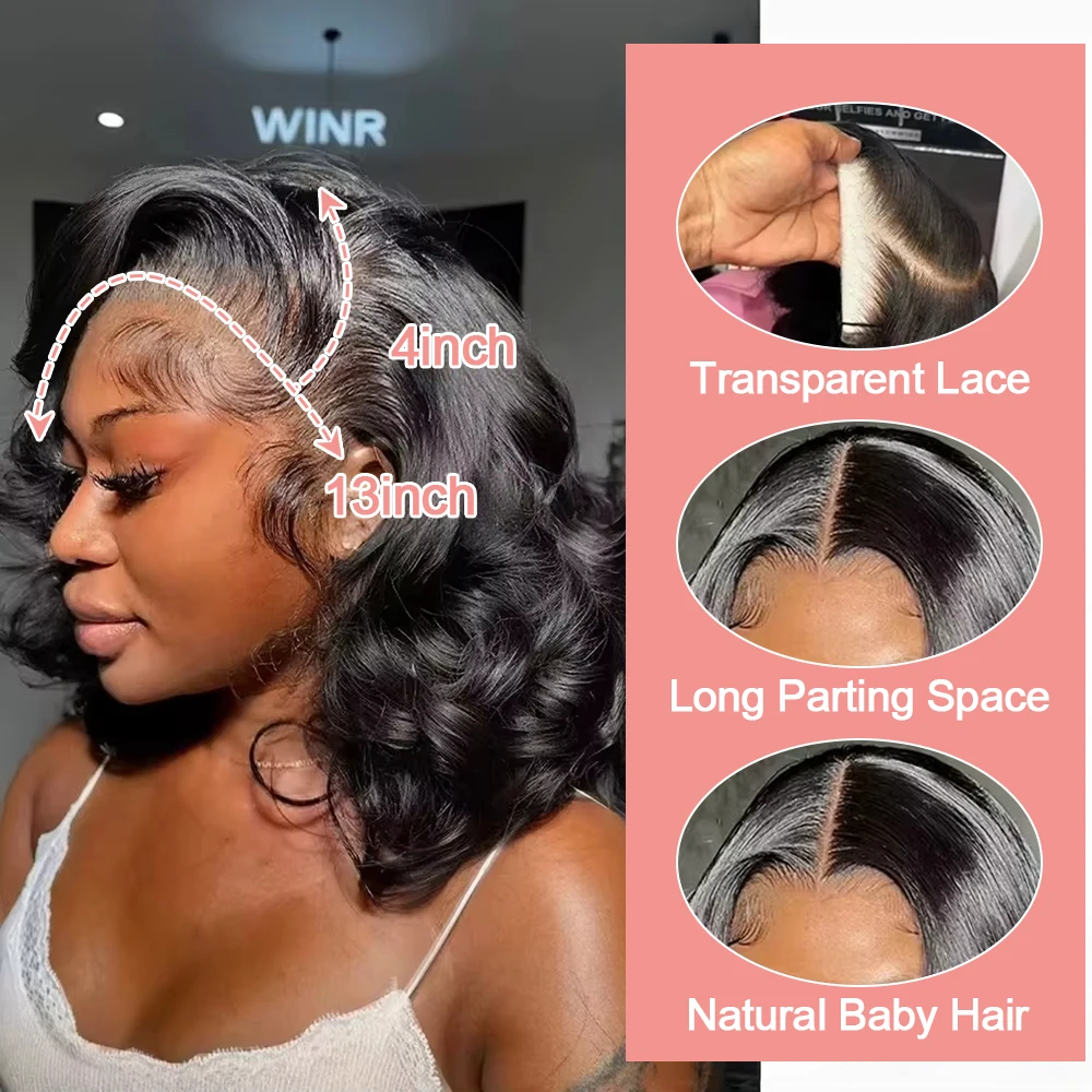 미리 컷팅된 접착제 없는 루즈 워터 웨이브 숏 보브 가 - Pre Parted 13X4 Lace Front Bob Wig 리뷰 및 가격