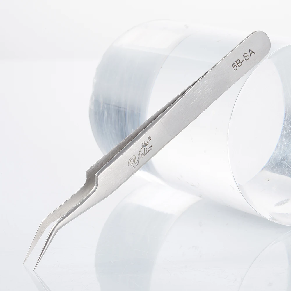 Yelix Tweezers For Eyelash Extension Makeup Stainless Steel Eyelash 3D Accurate Clip Fiber Tip Tweezer