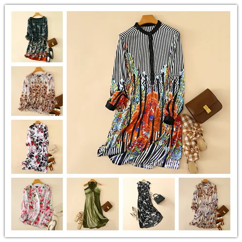 

Foreign trade Spain's new fashion casual printing loose round neck a variety of ladies dresses