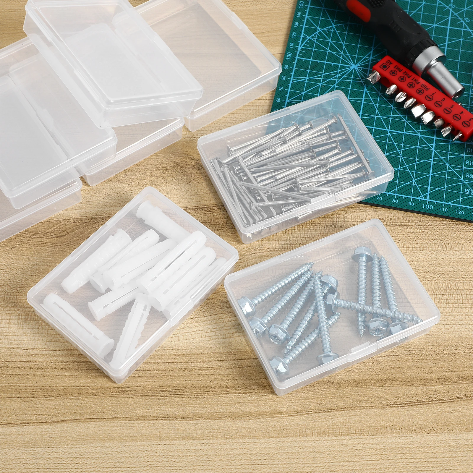 

Small Clear Plastic Boxes Storage Case Bead Containers Compact Jewelry Trinket Organizer Transparent Box For Travel