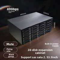 Silent 4U Storage Expansion Enclosure, 24-Disk 12Gbps High-Speed Metal JBOD Chassis with Built-in PSU, for Server Data Rackmount