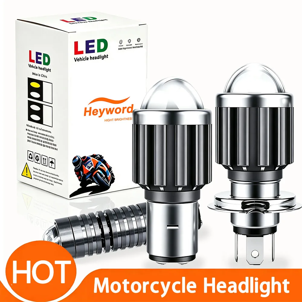 10000Lm H4 LED H6 BA20D 70000LM LED Motorcycle Headlight Bulbs CSP Lens White Yellow Hi Lo Lamp Scooter Accessories Fog Lights