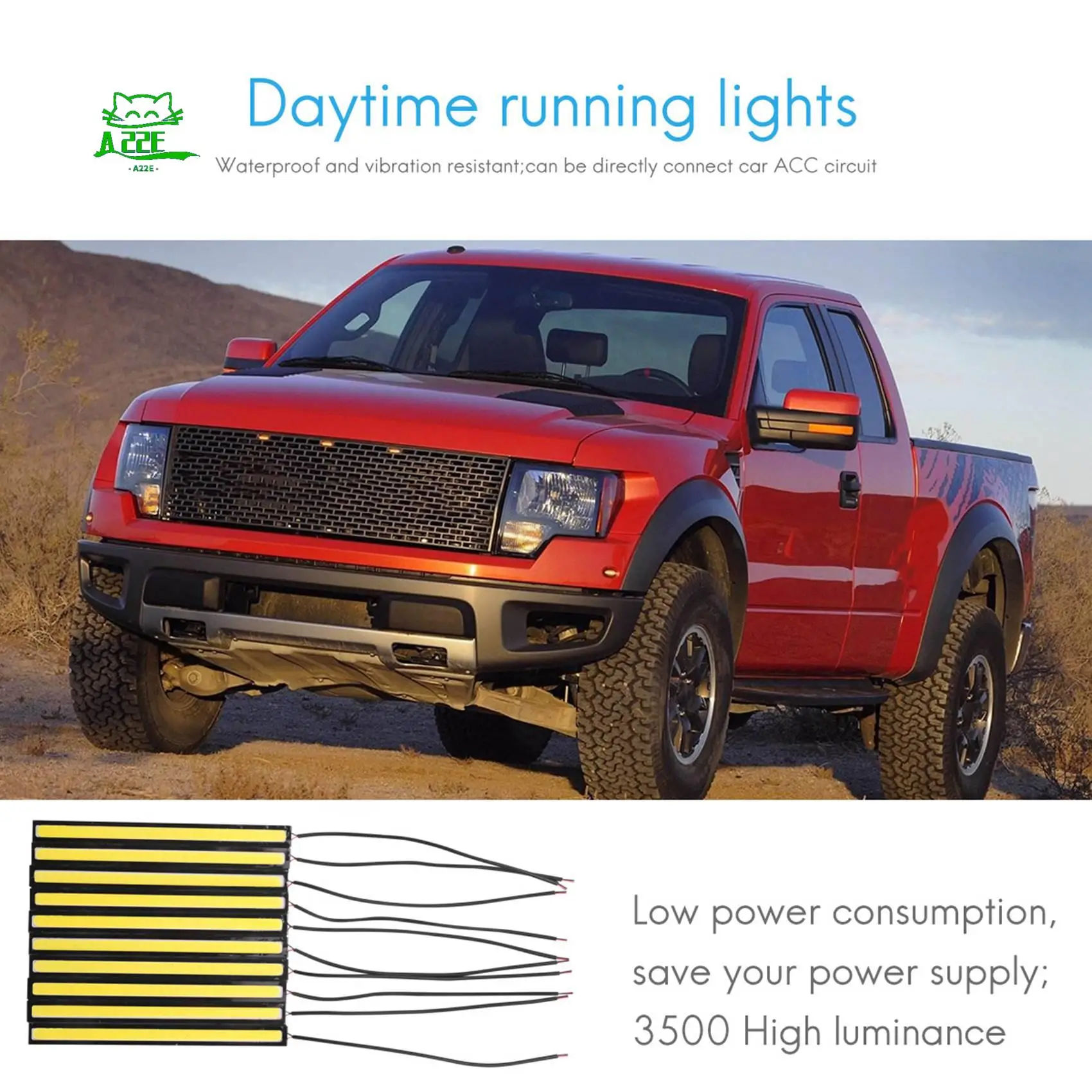

A22E-10X 12V Waterproof DRL LED Strip Lights Bars Camping Caravan Boat Car COB-White