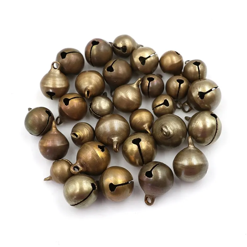 10pcs/lot 10/12/14cm Christmas Tree Decorations Bronze Metal Jingle Bells Loose DIY Crafts Accessories Festival Party Decoration