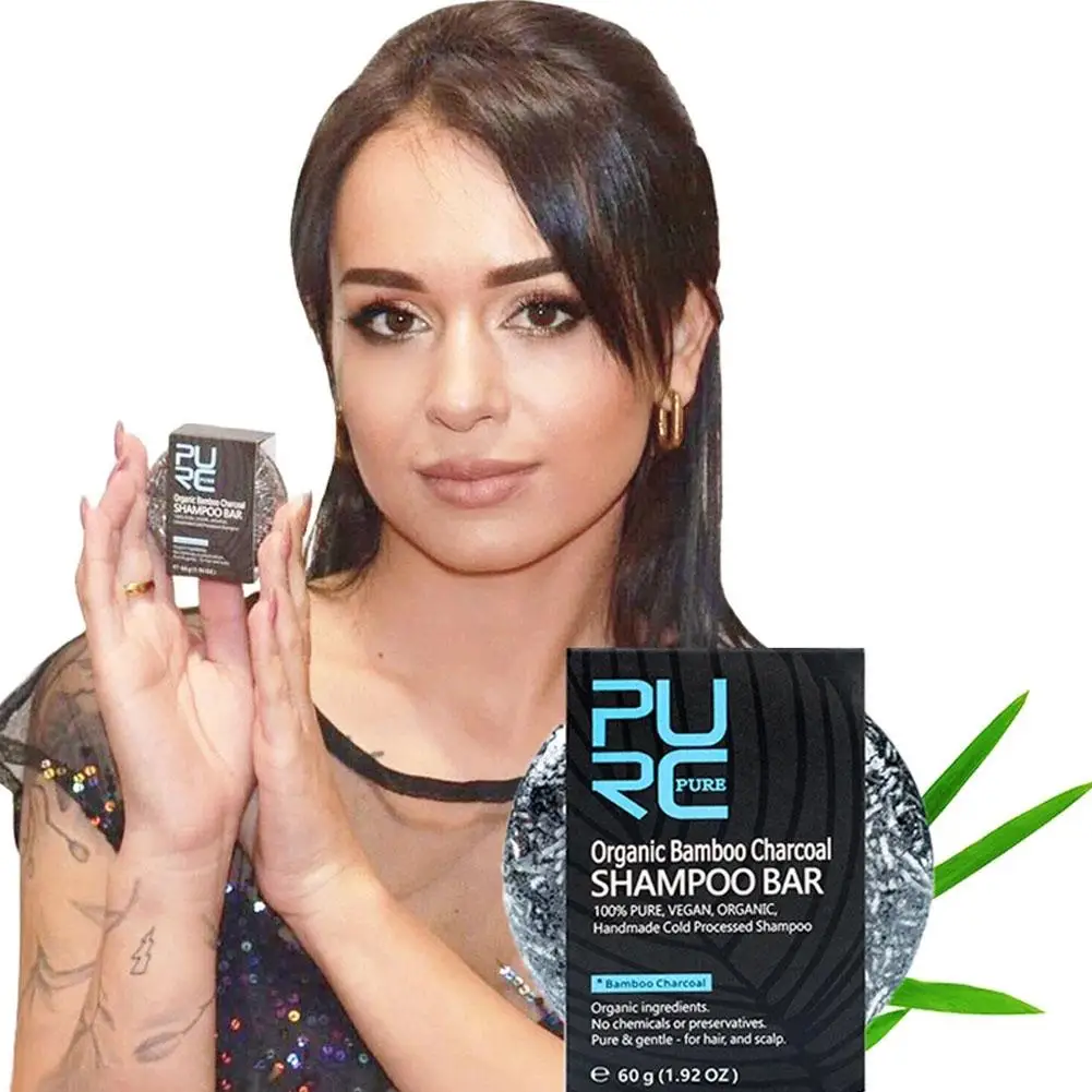 Barra de champú para el cabello blanco y gris PURC, barra de jabón desintoxicante limpia de carbón de bambú, cuidado del cabello negro, tratamiento brillante para el cabello y el cuero cabelludo, 3/5/10 Uds.