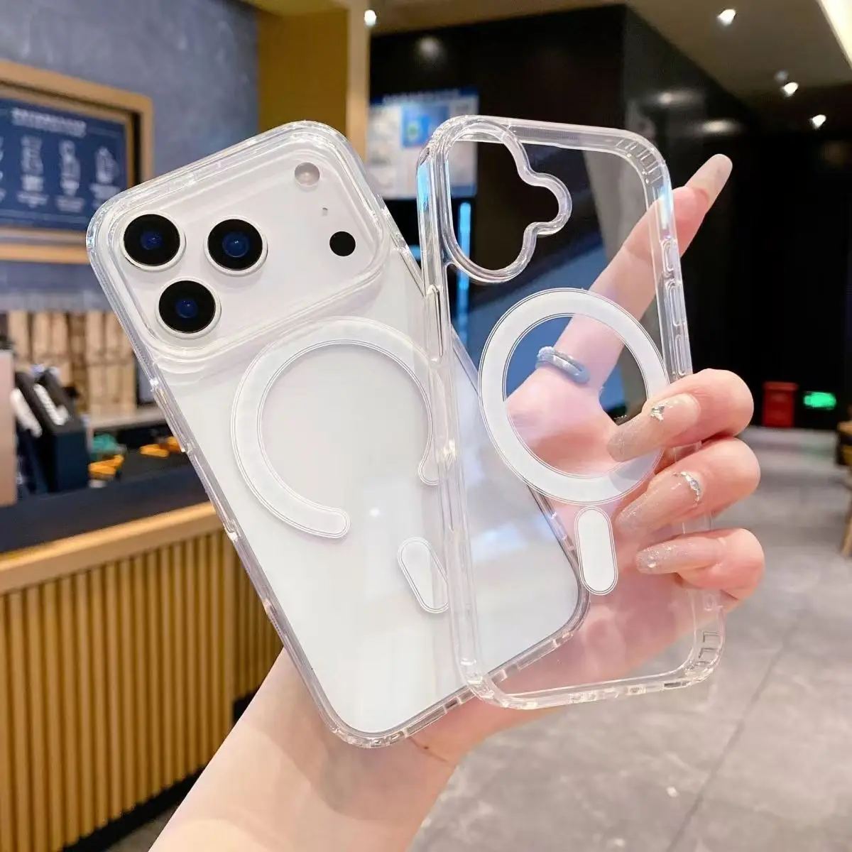 

Магнитный чехол Magsafe для iPhone 17, 16, 15, 14, 13, 12, 11 Pro Max 16e 17, прозрачный чехол с беспроводной зарядкой Air Clear