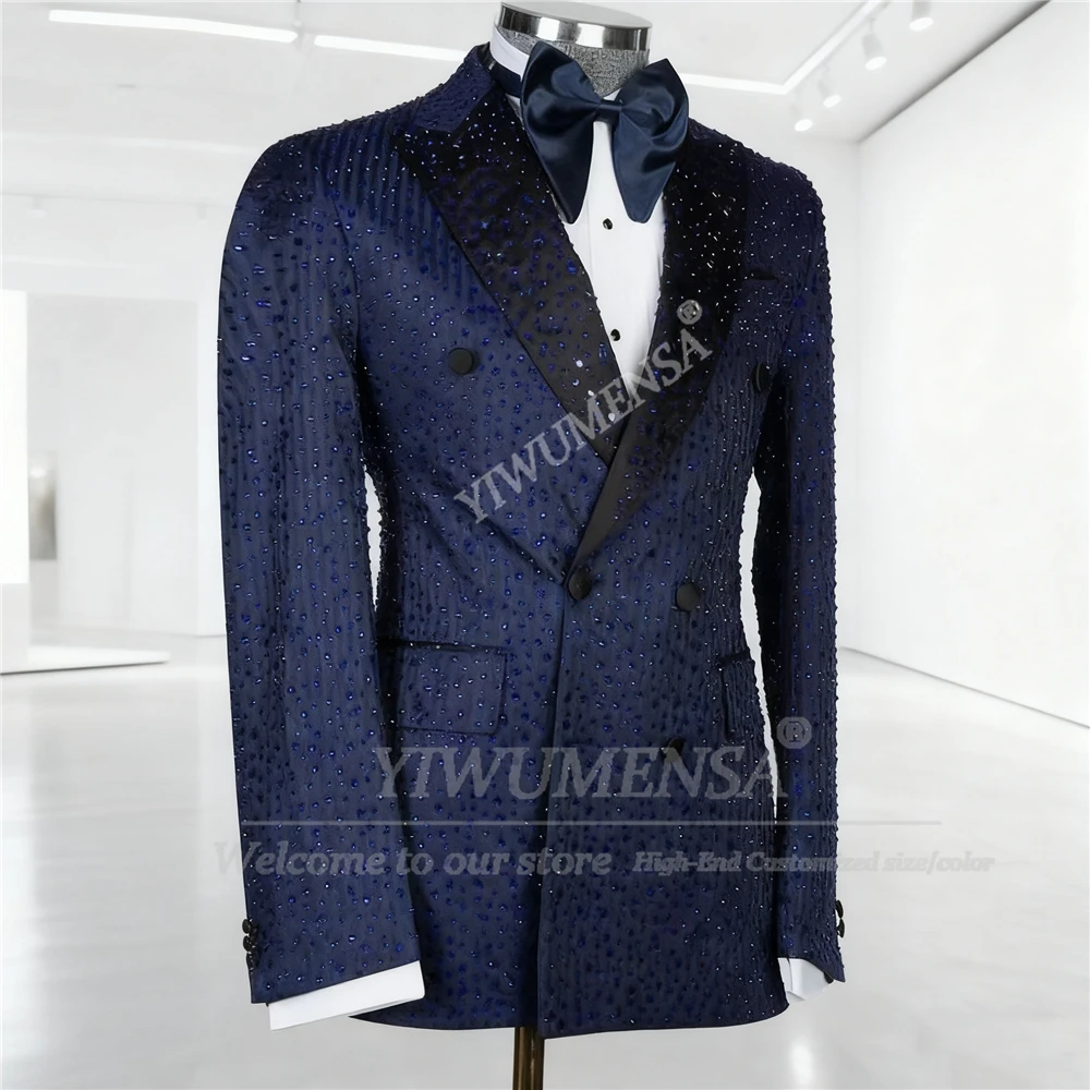 الرائعة مطرز بلورات العريس الزفاف Sutis سليم صالح واحدة الصدر حفلة موسيقية الحلل قطع تصميم 2 قطعة مجموعات العريس البدلات الرسمية