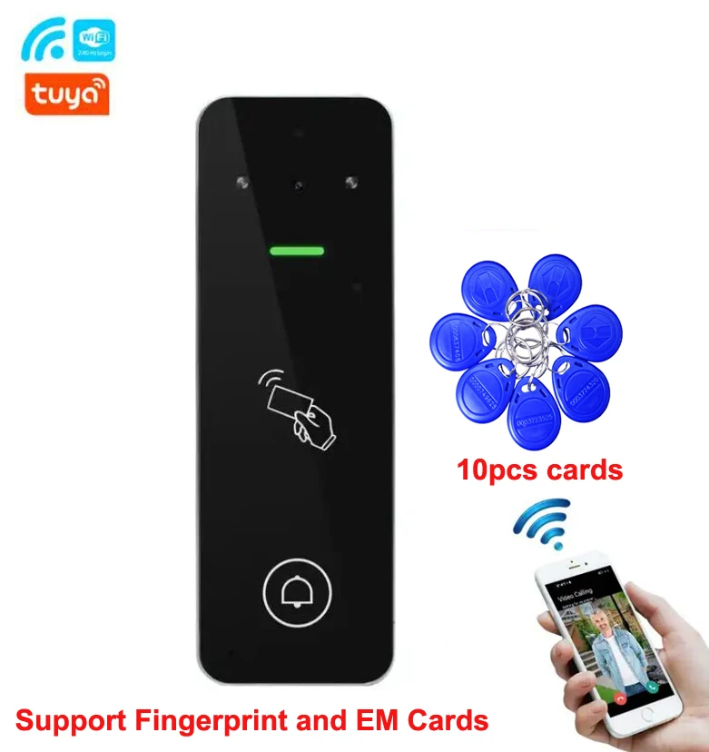 Tuya WIFI fingerprint keypad RFID controller Waterproof Video Intercom Wired Camera Door Entry System for Apartment/Villa