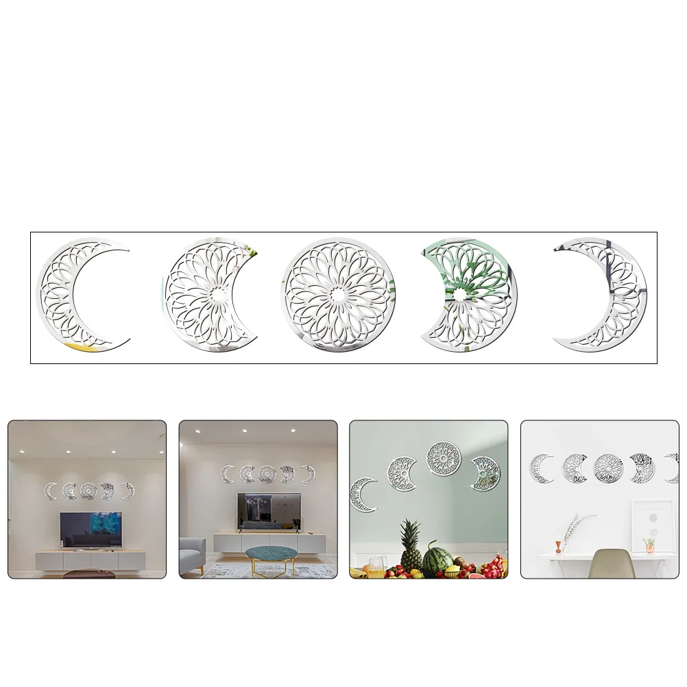 

1 set 1 Set 3D Moon Wall Sticker Acrylic Mirror Decal For Home Bedroom Living Room Office Diy Decor Removable Wall Art