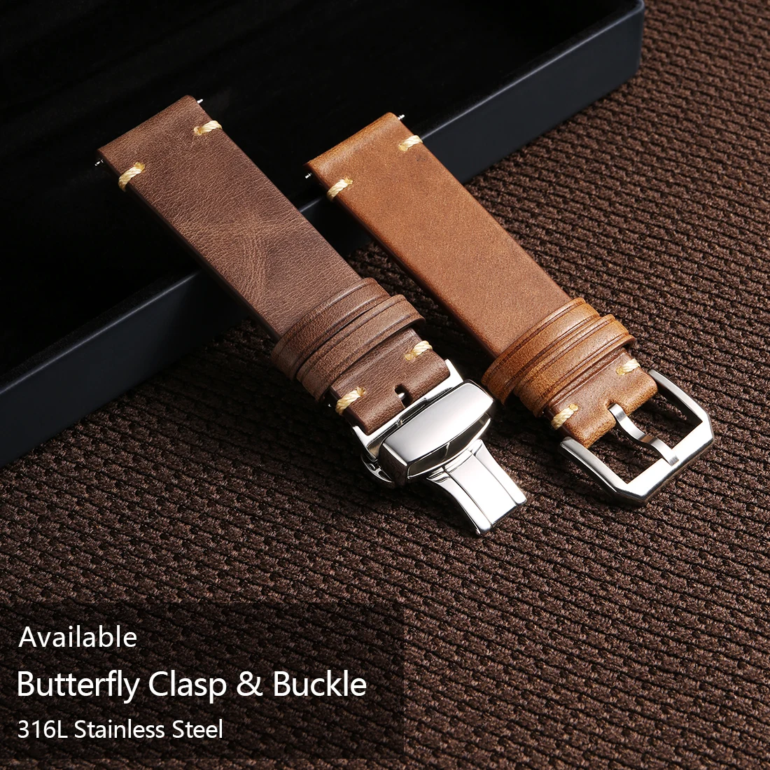 Top Brand SmartWatch Band Watchband Handmade Leather Strap Bracelet For HUAWEI Galaxy Amazfit GTR Tissot Casio Watch Bands