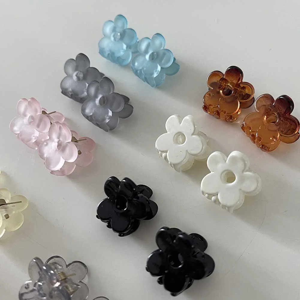 Mini Floral Cabelo Garra para Mulheres, Matte Hair Clip, Pequeno Hairpin, Headwear, Grampo Coreano, Kawaii Acessórios para Meninas, 4 Pçs/set