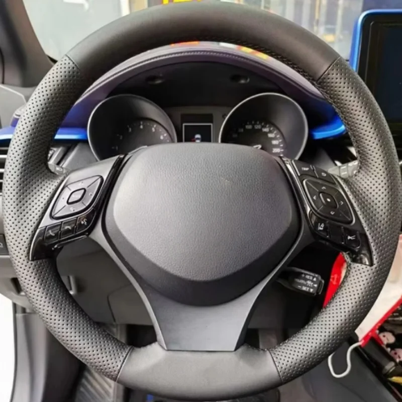 Hand-stitched Leather Non-Slip CHR 2016-2019 Izoa 2018 2019 Car Interior Accessories Car Steering Wheel Cover For Toyota C-HR