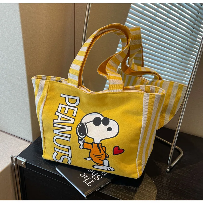 

Сумка на плечо Snoopy, милая сумка, персонализированная большая сумка с граффити, женская большая вместительная модная холщовая сумка для покупок