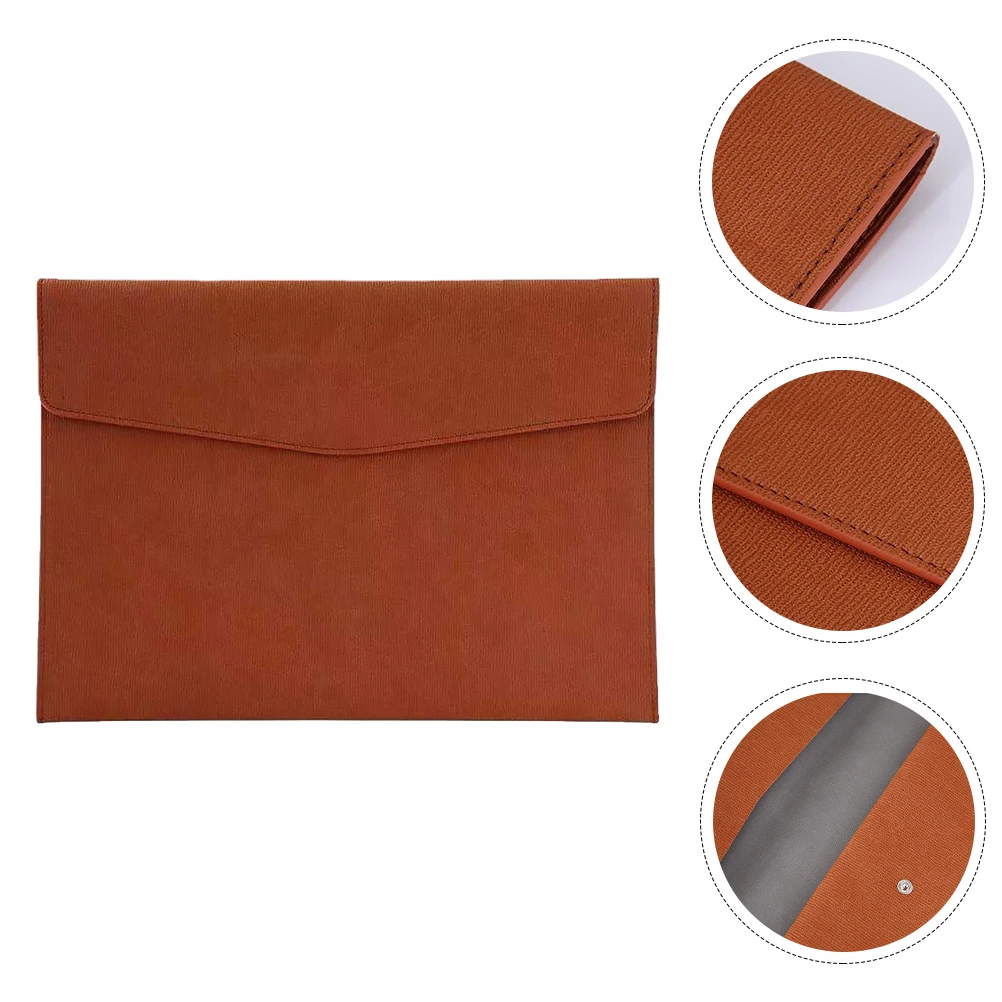 

A4 Imitation Business File Bag Large Capacity Snap Button Document Organizer For Men College Students Lightweight