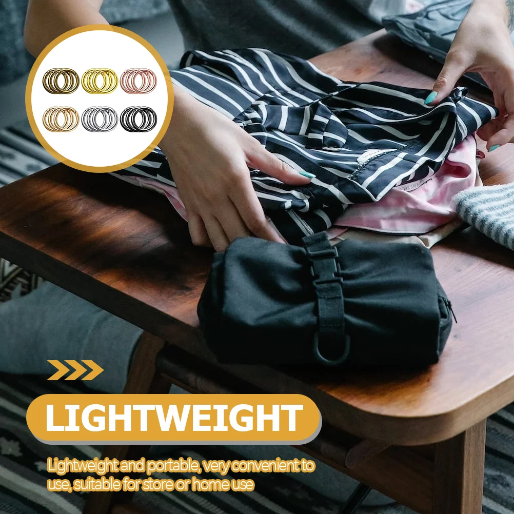 

18pcs Round Spring Ring Snap Hooks Diy Accessories Bag Making Keyrings Straps Zinc Alloy Carabiner Purse Clasps O-Ring