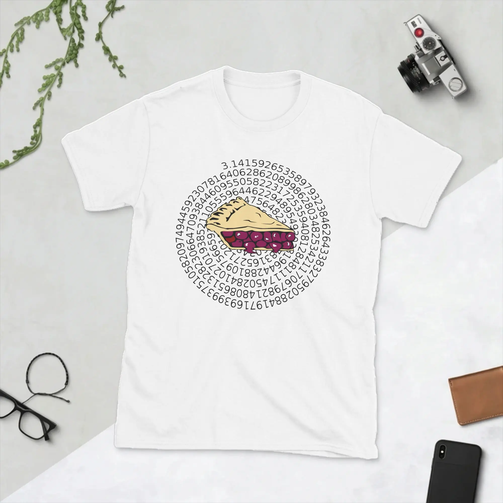 Unique Spiral Pi on Pie T-Shirt for Men Crew Neck Pure Cotton T Shirt Math Mathematics School Short Sleeve Tees Gift Clothing