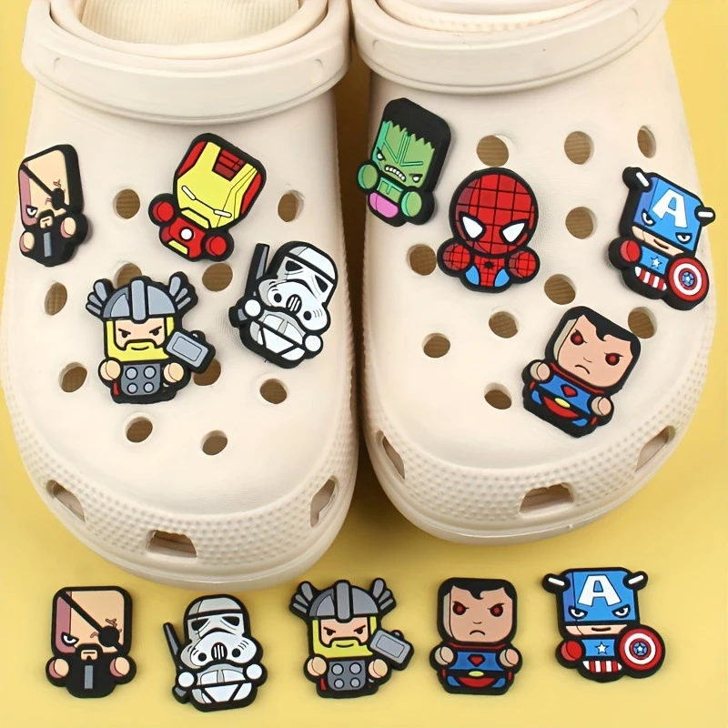 

New Jibbitz 12Pcs Marvel Avengers Series Shoe Accessories Travel Accessories Suitable For Clogs Sandals Xmas Party Gifts