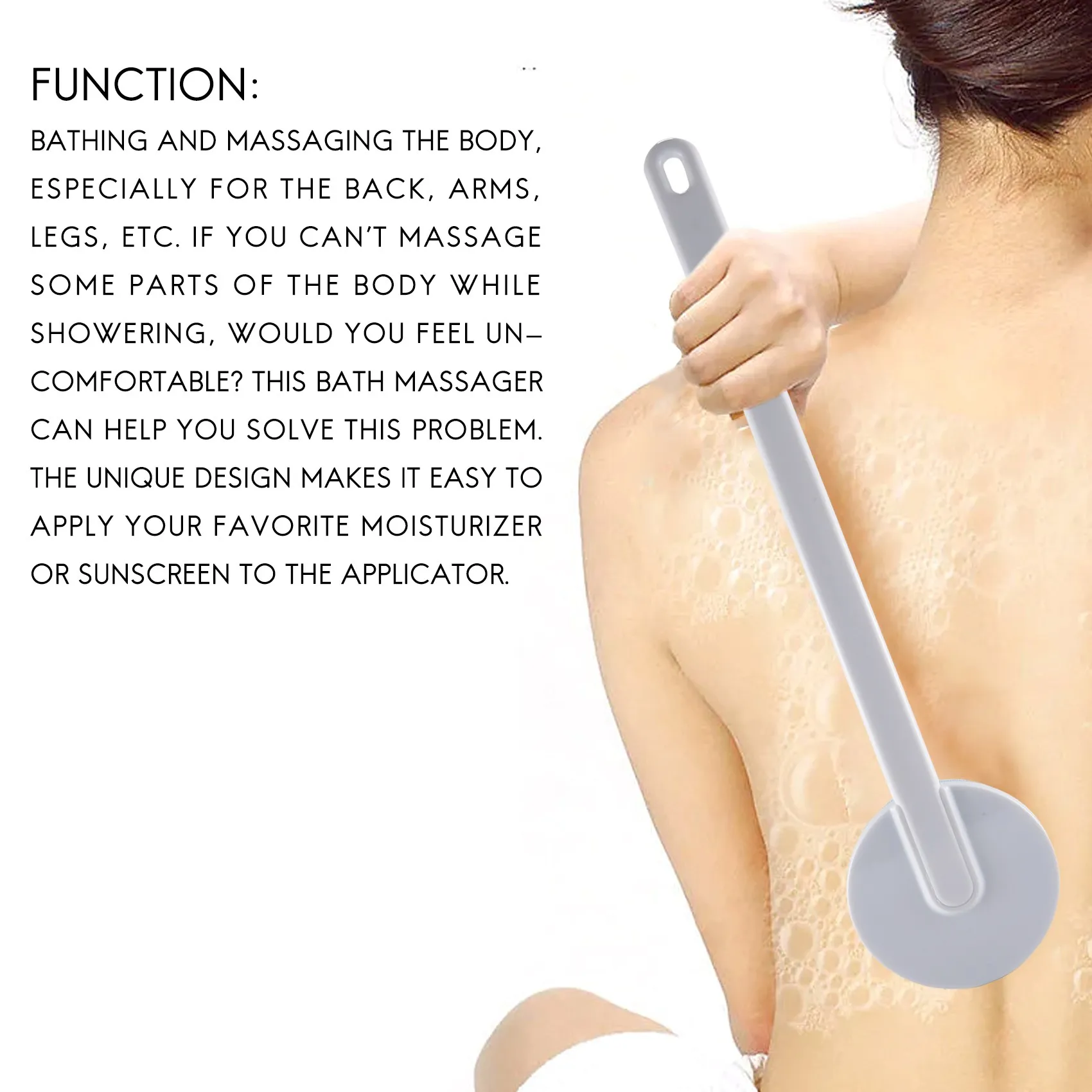 

Long Handled Lotion Oil Cream Applicator Head Body Leg Back Bath Brush Scrub Massager Shower Rubbing Brush Bath Supplies Tools