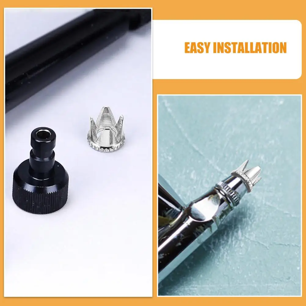 2Pcs Airbrush Accessories Stainless Steel Nozzles Cap Replacement Durable Precision Spraying Versatile Nail Kit