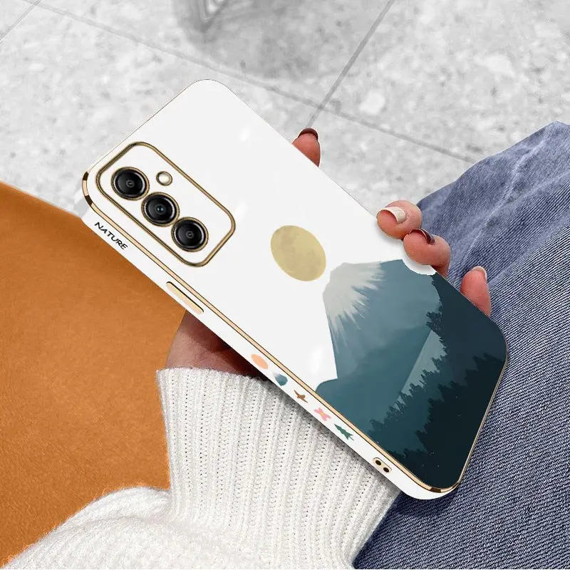 A 14 Lunar Volcano Luxury Plating Phone Case For Samsung A14 A12 A05 A31 A03 A04 A10 A15 A02S A25 A21S A22 A23 A32 A24 Cover