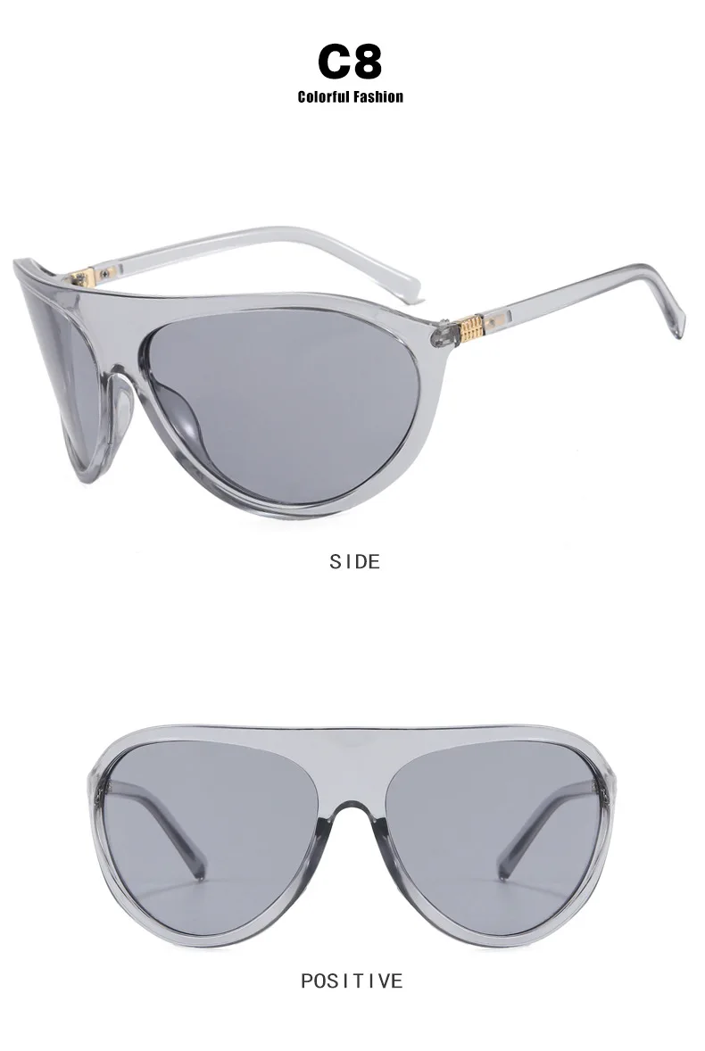 Neue Modemarke: Shield-Sonnenbrille für Damen, Vintage-Bogenrahmen, Übergroße Quadratische Sonnenbrille, Sexy Farbverlauf-Gläser für Damen zum Autofahren – Detail 11