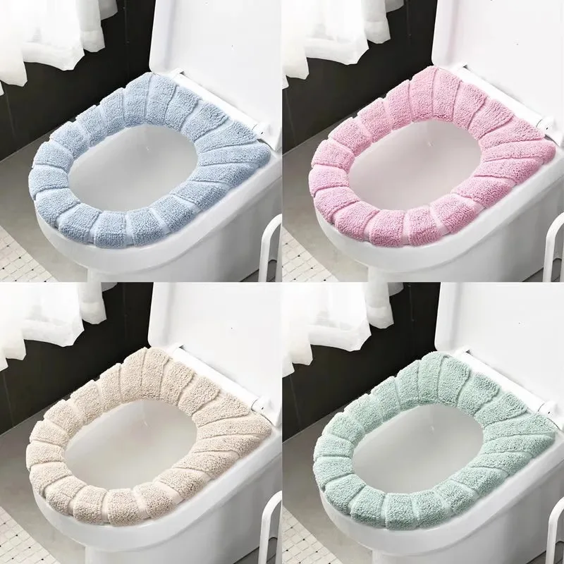 Funda Universal lavable para asiento de inodoro con diseño de calabaza, tapete para taburete en forma de O de punto cálido, accesorios de entrenamiento para orinal para niños