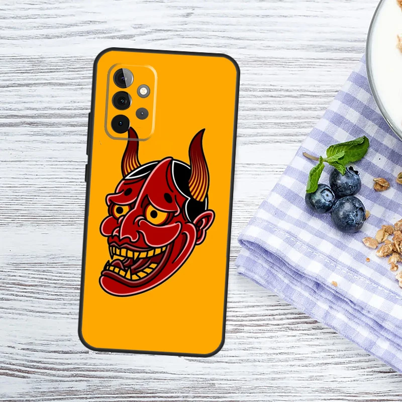 Japanese Hannya Mask Case For Samsung Galaxy A52 A32 A12 A14 A34 A54 A53 A33 A13 A51 A71 A15 A25 A35 A55 Cover