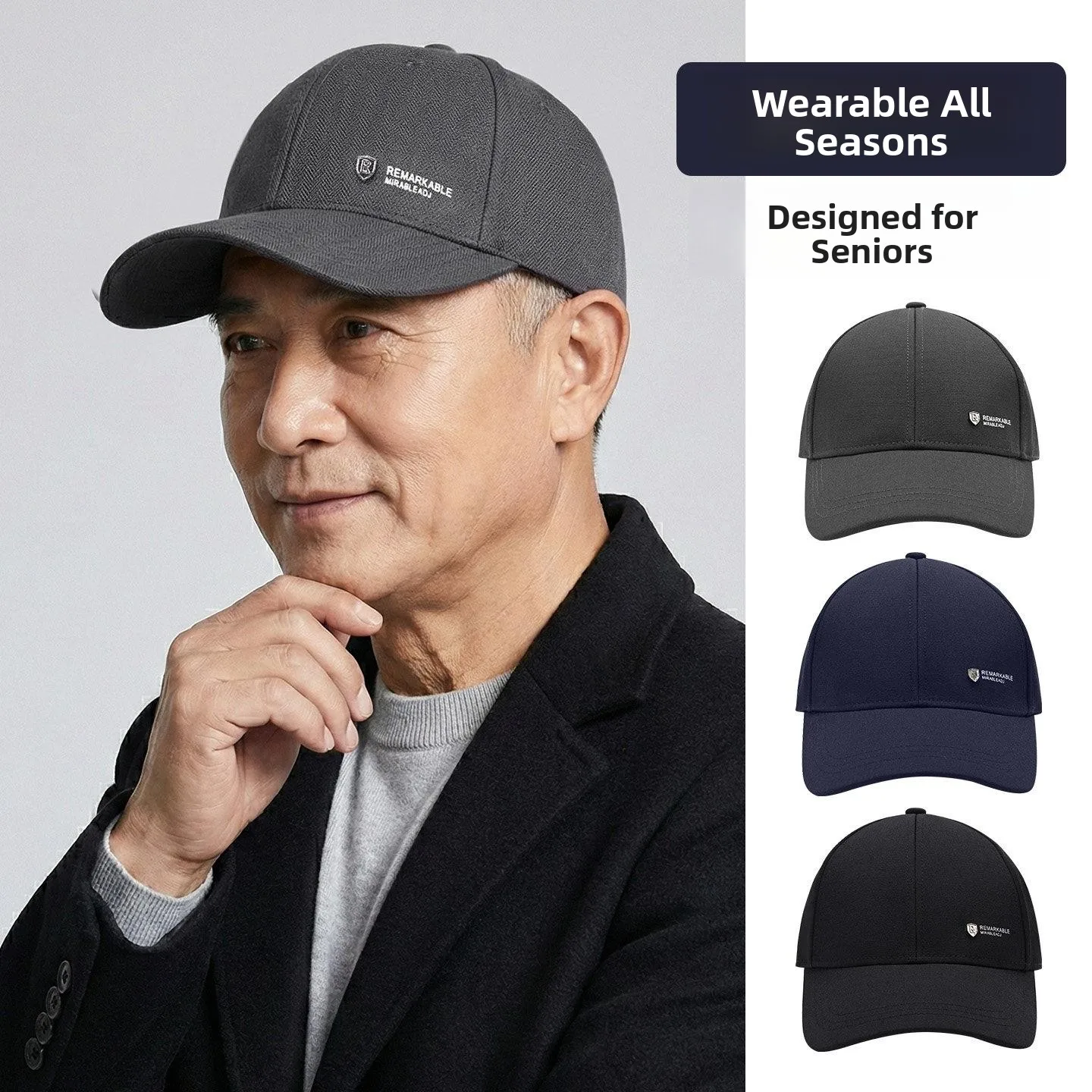 Men's Spring Autumn Thin Sun Protection Baseball Cap Casual Breathable Adjustable Duckbill Hat for Middle-Aged And Elderly