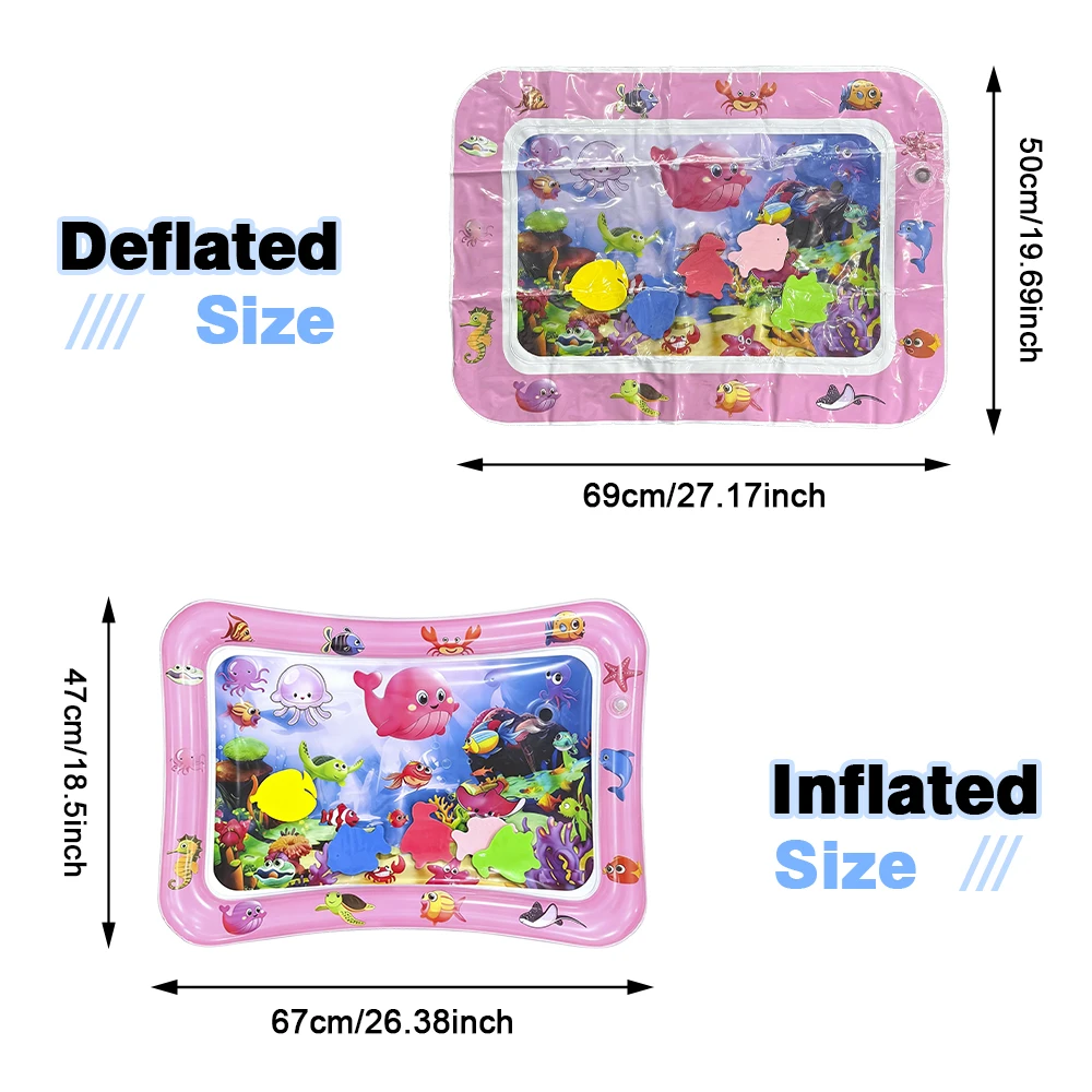 1pc Square Dolphin Baby Water Play Mat Inflatable PVC Playmat Encourage Activity and Sensory Development for Infants