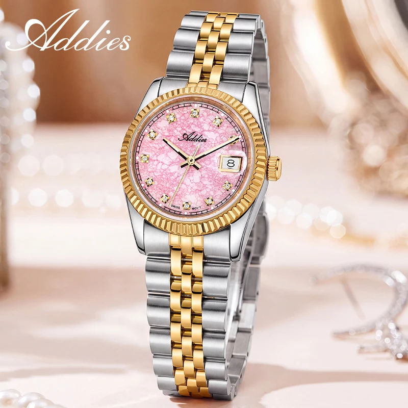 Addies 28mm Women Watch Sapphire Crystal Date Display BGW9 Luminous 50M Waterproof 316L Stainless Steel Luxury Fashion Watches