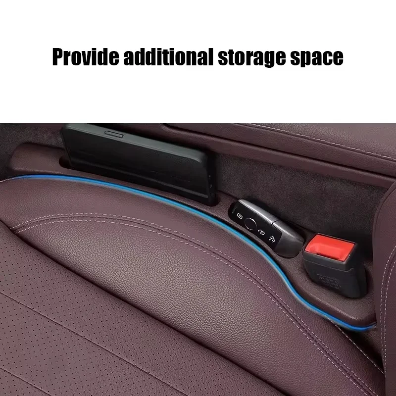 2pc Car Seat Gap Filler Organizer Pu Waterproof Car Seat Gap Plug Strip with 2 Grooves Seat Gap Storage Auto Interior Accessorie