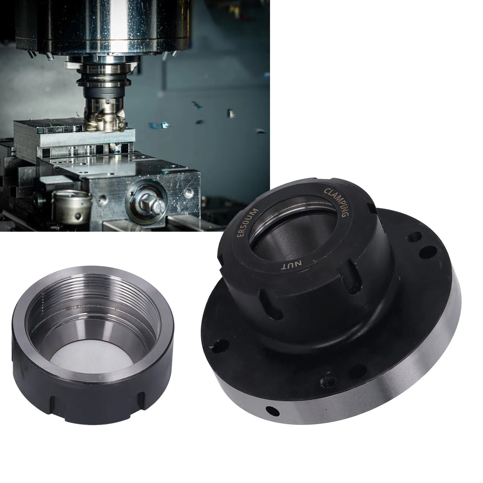 125mm Collet Chuck ER50 Collet Chuck 125mm Diameter 7 Hole 0.005 High Accuracy Lathe Collet Holder Tool for CNC Milling Machine