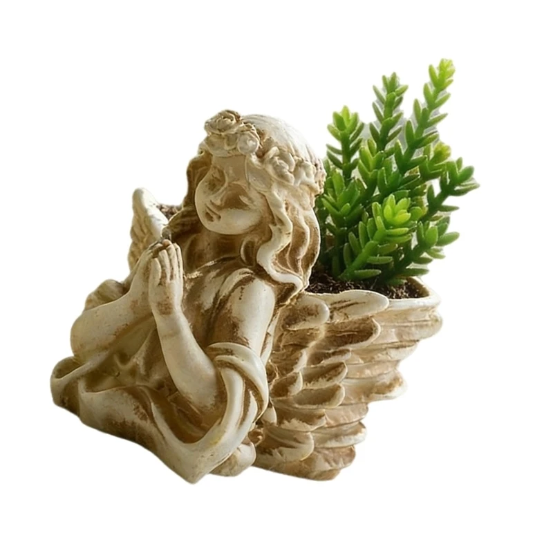 Exquisite Retro Angel Container For Succulents Crafted From Enamel Resin Perfect As Home Decoration Present