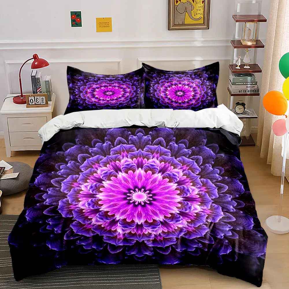 

"Purple Floral Pattern Bedding Set" Multiple sizes kid's and adults' bedroom Exquisite 3PC bedding set, gift