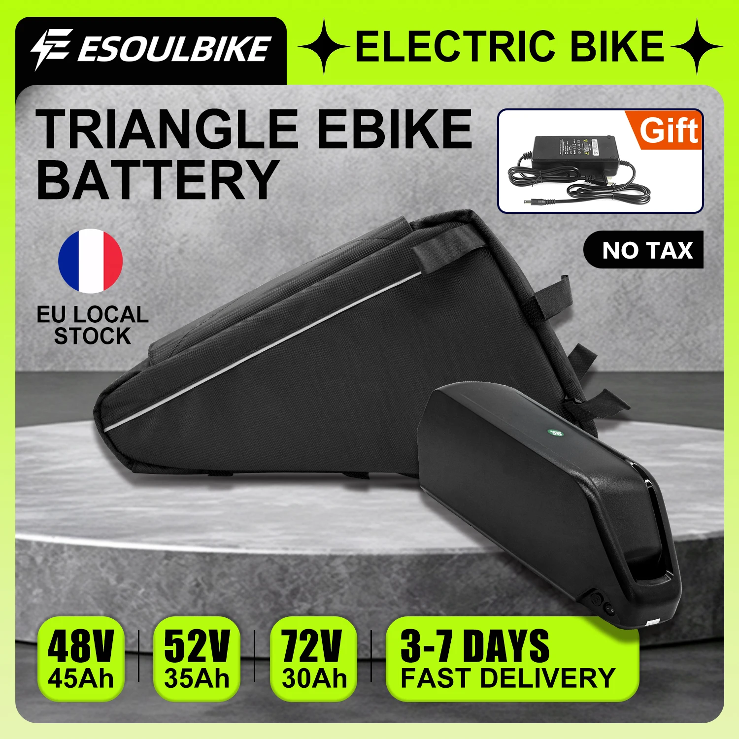 ESOULBIKE Polly 48V 20AH Ebike batterie tube vers le bas 52V 72V Triangle batterie au Lithium électrique originale 21700 18650 cellule pour Bafang