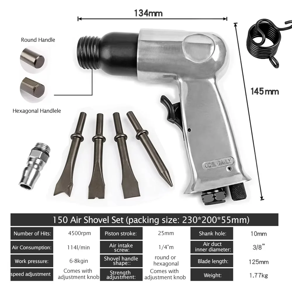 Pneumatic Hammer Shovel Tool Industrial Air Hammer Powerful Handle Straight Type Air Chisel Pneumatic Chisel Shovel Hammer Dril