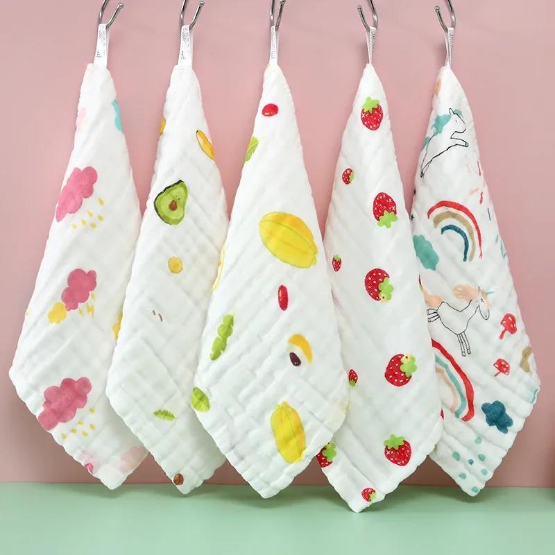 3Pcs/lot Baby Towel Face Washcloth Muslin Squares Cotton Hand Wipe Six Layers Gauze for Bathing Feeding Kids Handkerchief