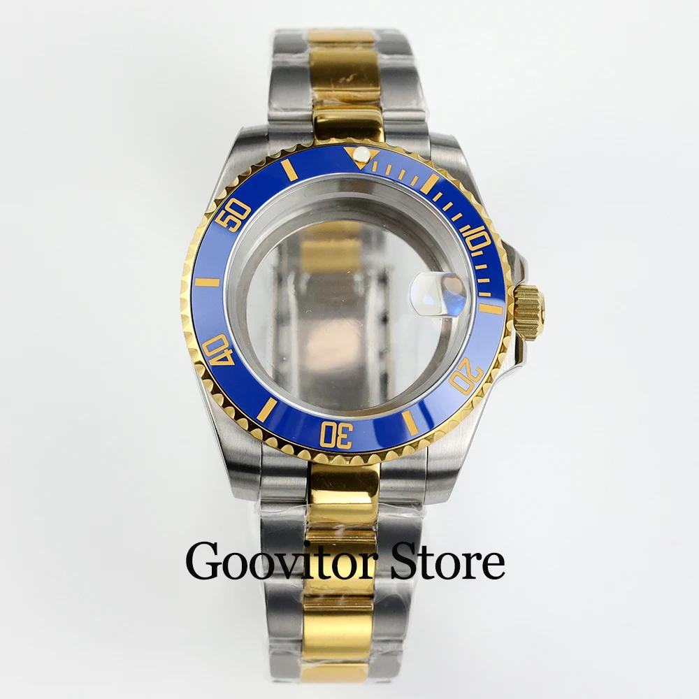 

40mm NH35 Case jubilee/oyster bracelet gold silver sapphire For sub gmt nh34 nh35 nh36 movement 28.5mm Dial diver watch case