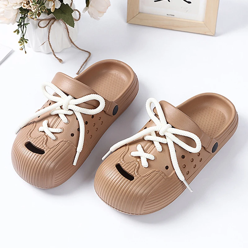 

Летние женские кружевные садовые туфли из ЭВА с круглым носком, уличные нескользящие женские дышащие и удобные пляжные сандалии