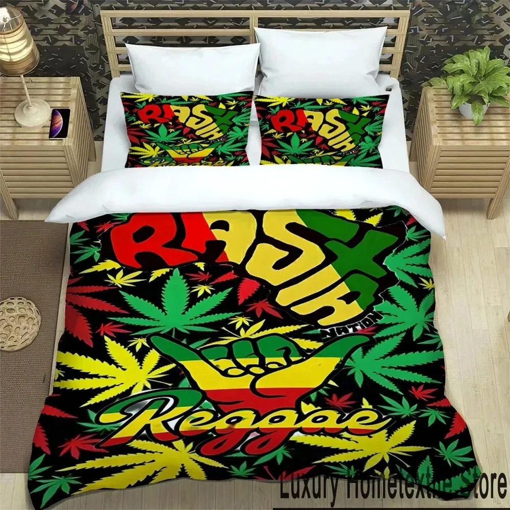 

3D Print Bob Marley Reggae Music Maple Leaf Bedding Set Boys Girls Twin Queen King Size Duvet Cover Pillowcase Bed boys Adult